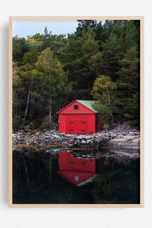 Red Shelter on Black Water