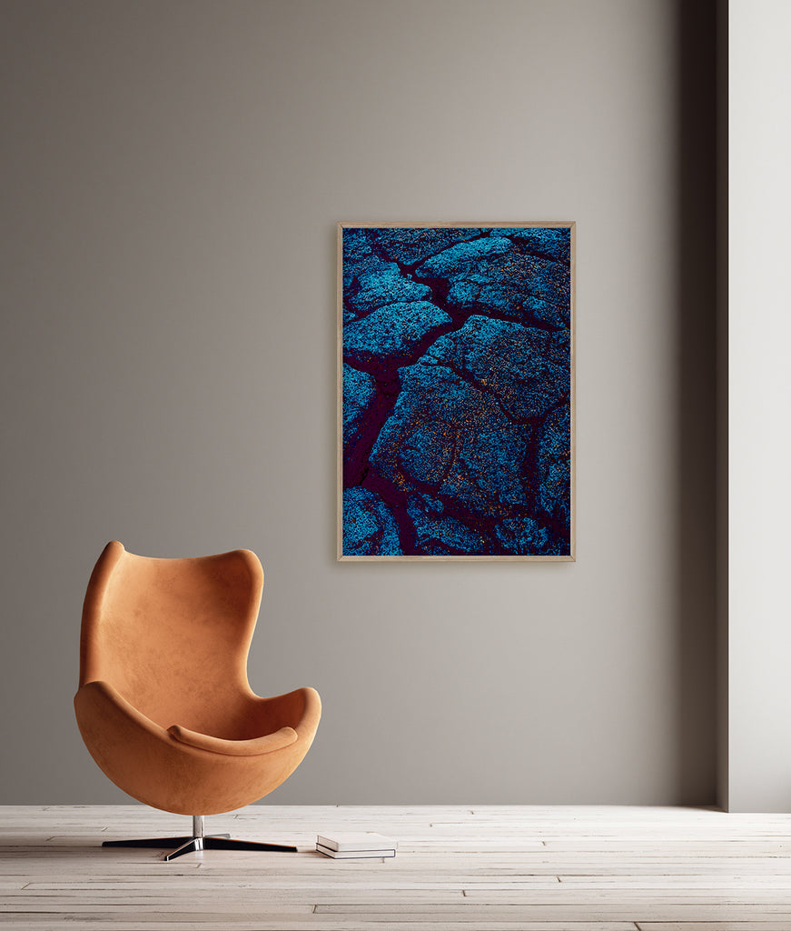 Blue Abstract Rock Art Print NZ