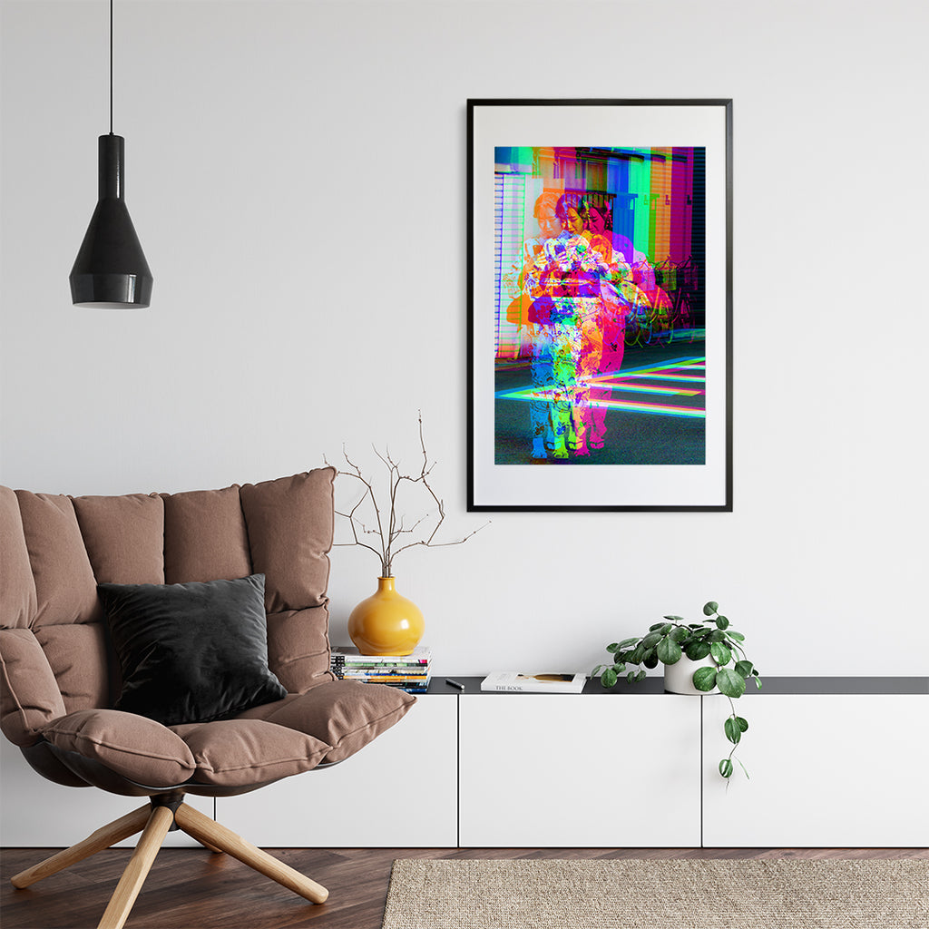 Tokyo Kimono in Neon Framed Wall Art with Mat