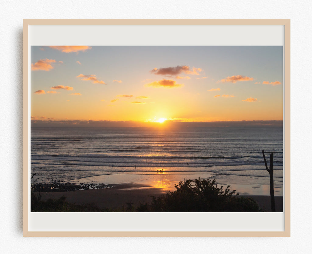 Raglan Beach Sunset Art Print NZ