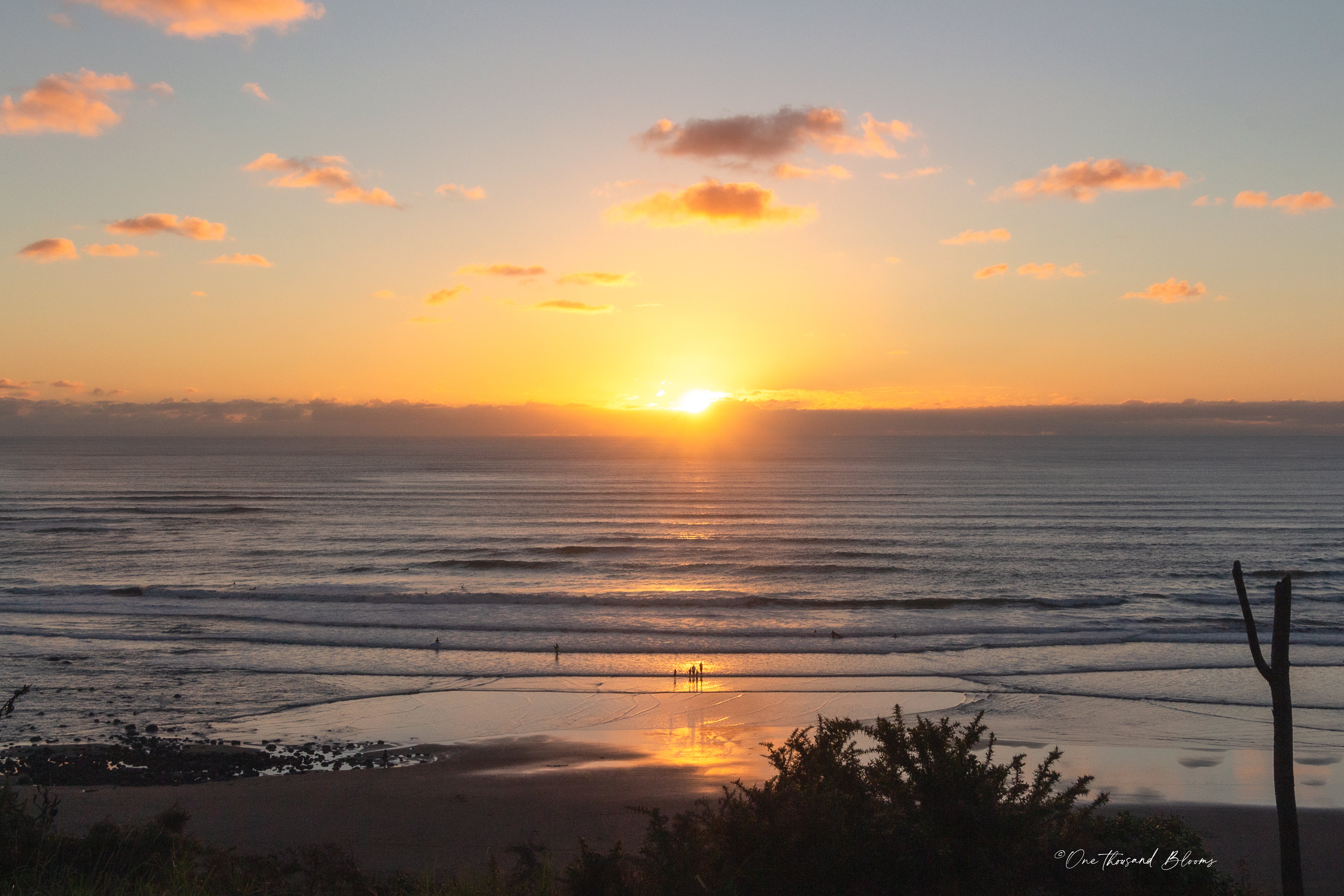 Sunset Raglan Raglan Beach Sunset - Original NZ Wall Art – One Thousand Blooms