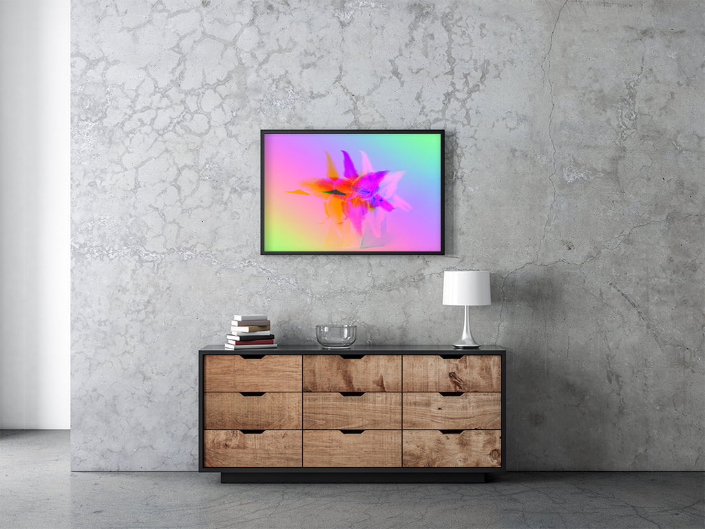 Rainbow Lily Pink Floral Black Framed Wall Art