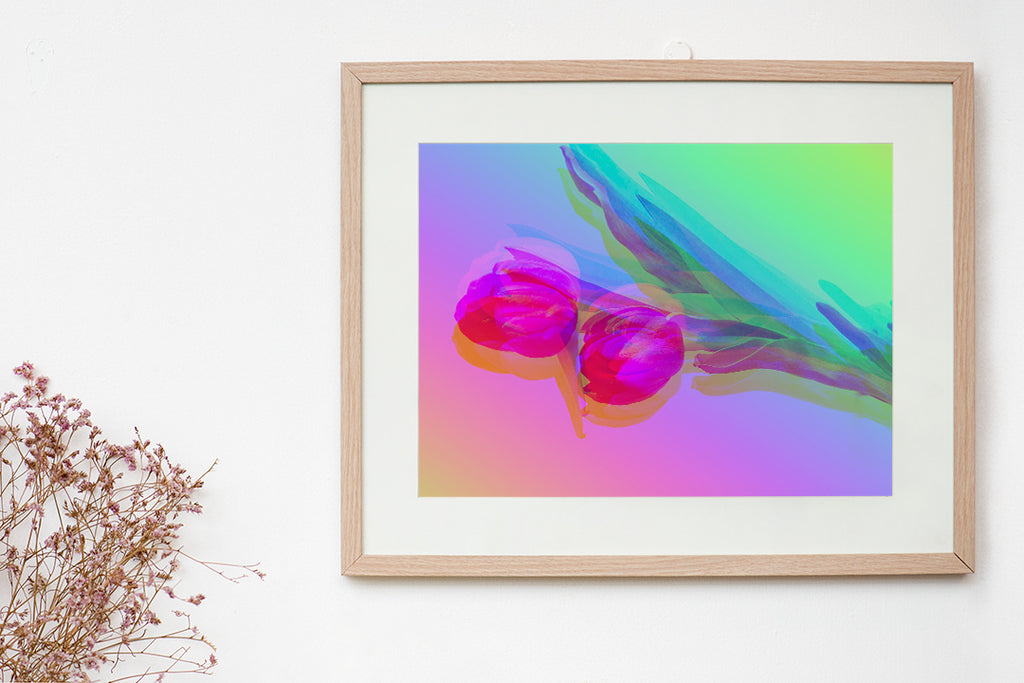 Rainbow Tulip Oak Framed Wall Art