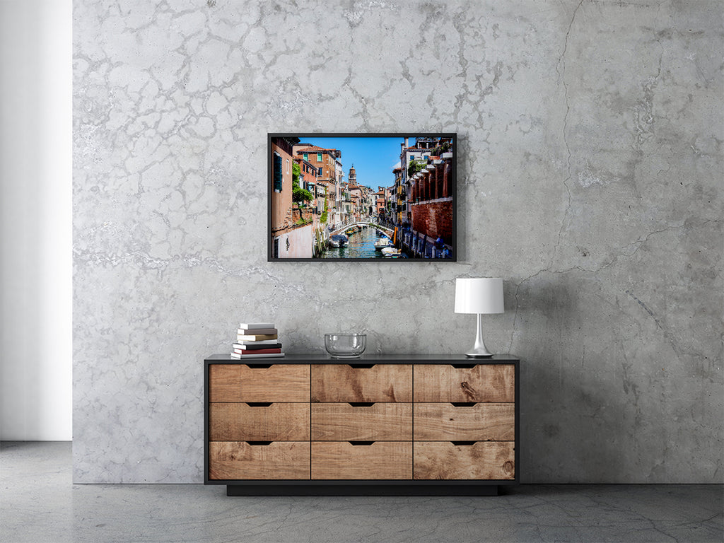 Streets of Venice Wall Print with Black Frame