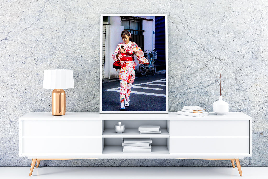 Tokyo Time Kimono Print Framed