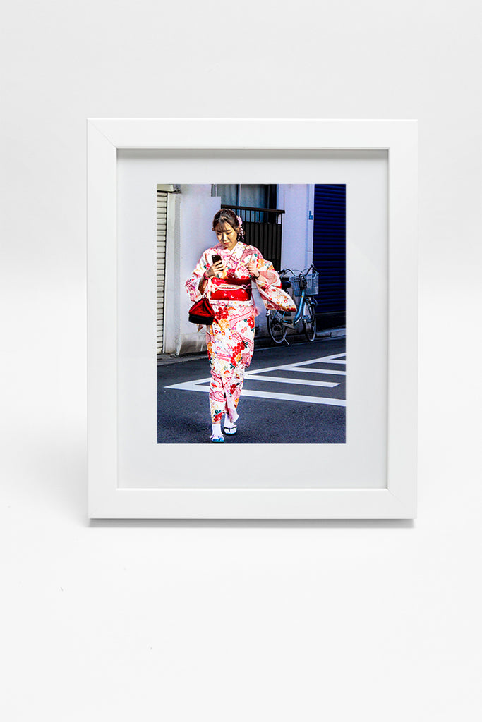 Tokyo Time Kimono Print Framed with Mat