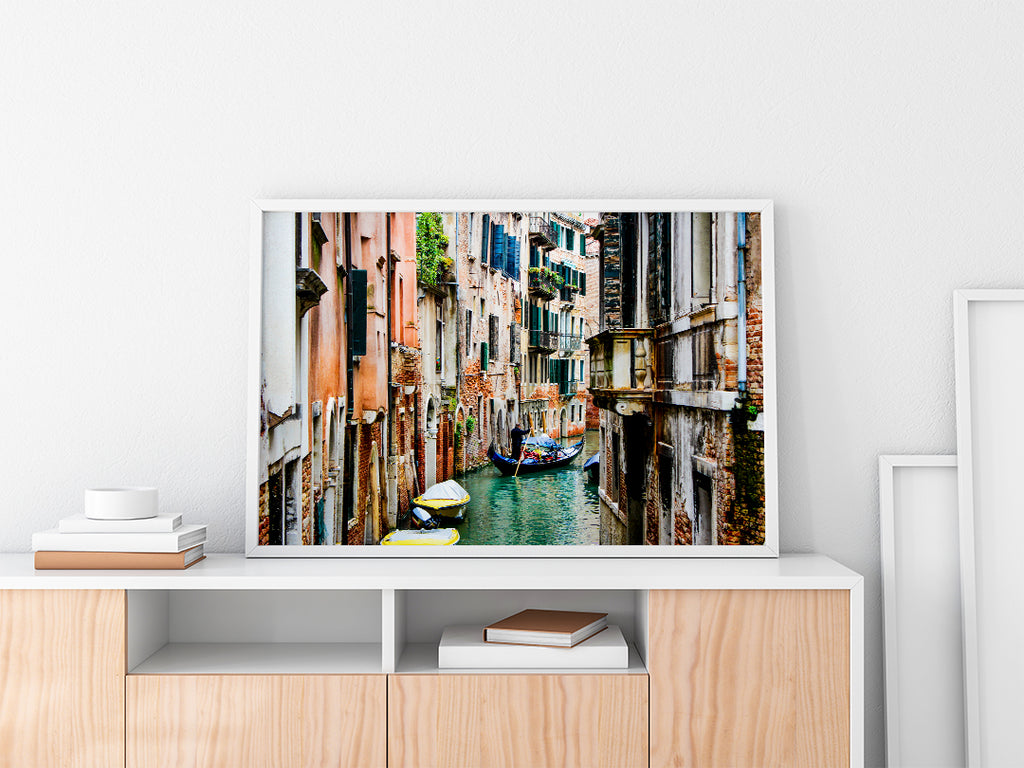 Venice Canals Wall Print with White Frame
