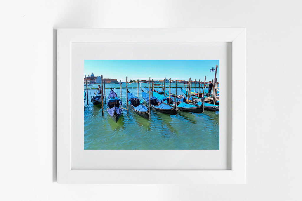 Venice Gondolas with White Frame and Mat